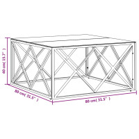 Produktbild för Soffbord 80x80x40 cm rostfritt stål och glas