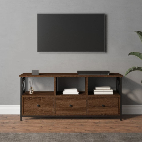 vidaXL Tv-bänk brun ek 102x33x45 cm konstruerat trä & järn