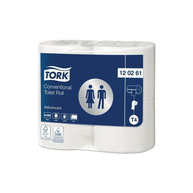 Produktbild för Toalettpapper TORK Adv T4 2-lag 4/fp
