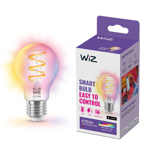 WiZ WiFi Smart LED E27 40W Filament Färg + Varm-kallvit 470lm