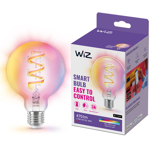 WiZ WiFi Smart LED E27 G95 40W Filament Färg + Varm-kallvit 470lm