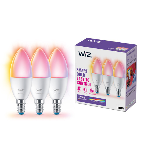 WiZ WiFi Smart LED E14 Kron 40W Färg + Varm-kallvit 470 lm 3 pack