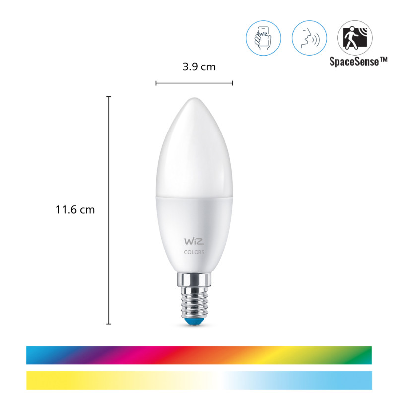 Produktbild för WiFi Smart LED E14 Kron 40W Färg + Varm-kallvit 470 lm 3 pack