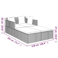 Produktbild för Solsäng med dynor svart 182x118x63 cm konstrotting