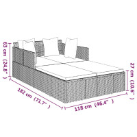 Miniatyr av produktbild för Solsäng med dynor grå 182x118x63 cm konstrotting