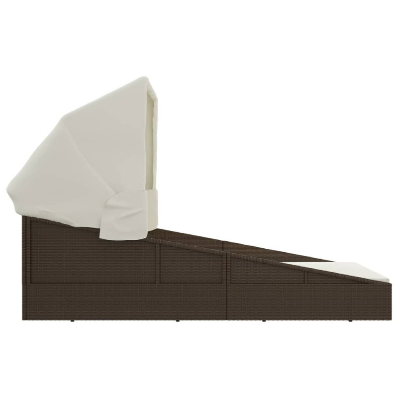 Produktbild för Solsäng med hopfällbart tak brun 200x114x128 cm konstrotting