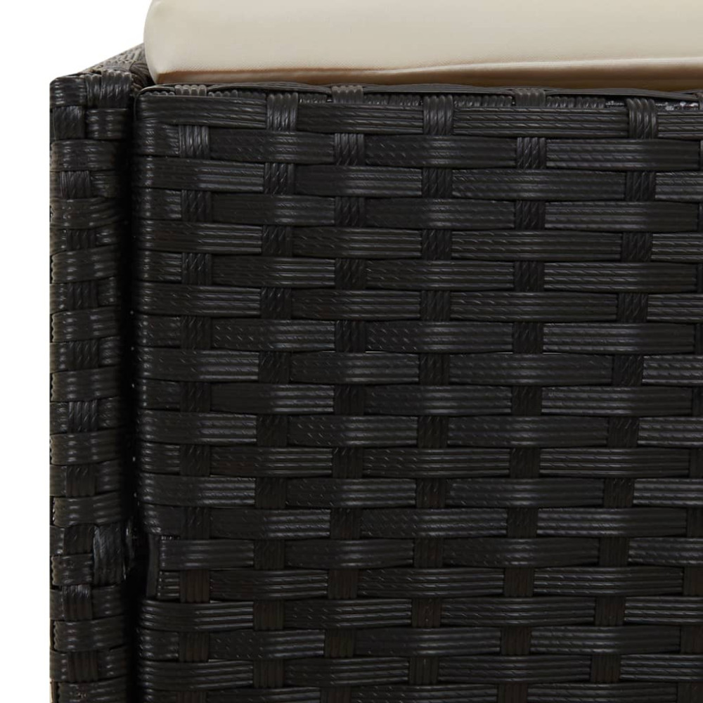 Produktbild för Solsäng med hopfällbart tak svart 200x114x128 cm konstrotting