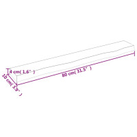 Produktbild för Hyllplan 80x10x4 cm obehandlad massiv ek