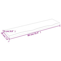 Produktbild för Hyllplan 80x20x2 cm obehandlad massiv ek