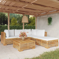 Produktbild för Loungegrupp för trädgården med dynor 6 delar massiv teak