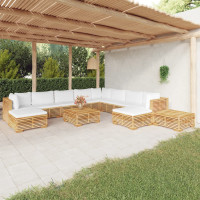 Produktbild för Loungegrupp för trädgården med dynor 12 delar massiv teak