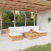 Produktbild för Loungegrupp för trädgården med dynor 7 delar massiv teak