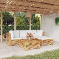 Produktbild för Loungegrupp för trädgården med dynor 5 delar massiv teak