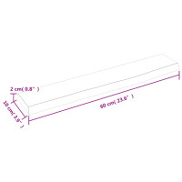 Produktbild för Vägghylla ljusbrun 60x10x2 cm behandlad massiv ek