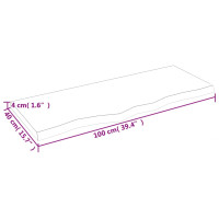 Produktbild för Vägghylla ljusbrun 100x40x(2-4) cm behandlad massiv ek