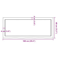 Produktbild för Vägghylla ljusbrun 100x40x(2-4) cm behandlad massiv ek