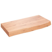 Produktbild för Vägghylla ljusbrun 60x30x(2-6) cm behandlad massiv ek