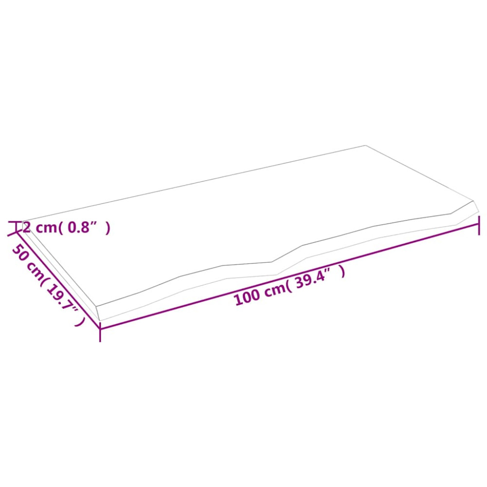 Produktbild för Bordsskiva ljusbrun 100x50x2 cm behandlad massiv ek
