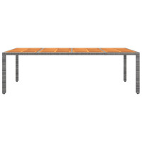 Produktbild för Trädgårdsbord grå 250x100x75 cm konstrotting & akaciaträ