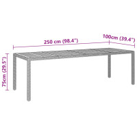 Produktbild för Trädgårdsbord grå 250x100x75 cm konstrotting & akaciaträ