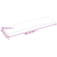 Produktbild för Vägghylla mörkbrun 100x30x(2-4) cm behandlad massiv ek