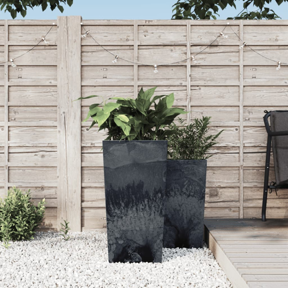 Produktbild för Blomkruka avtagbar insida antracit 21/49 L PP betonglook