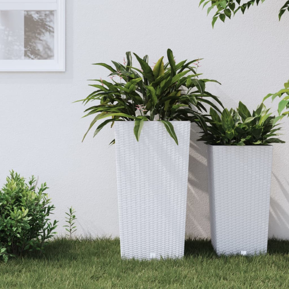 Produktbild för Blomkruka med avtagbar insida vit 21/49 L PP-rotting