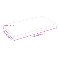 Produktbild för Bordsskiva 100x60x(2-4) cm obehandlad massiv ek levande kant