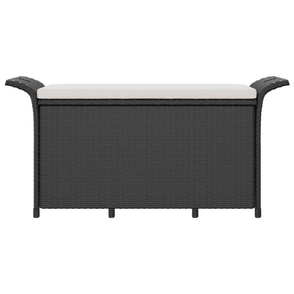 Produktbild för Trädgårdsbänk med dyna svart 116x46x57 cm konstrotting