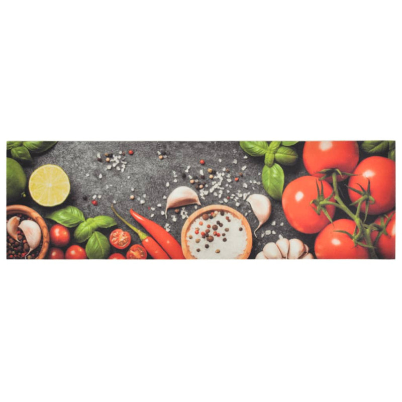 Produktbild för Köksmatta maskintvättbar grönsaker 45x150 cm sammet