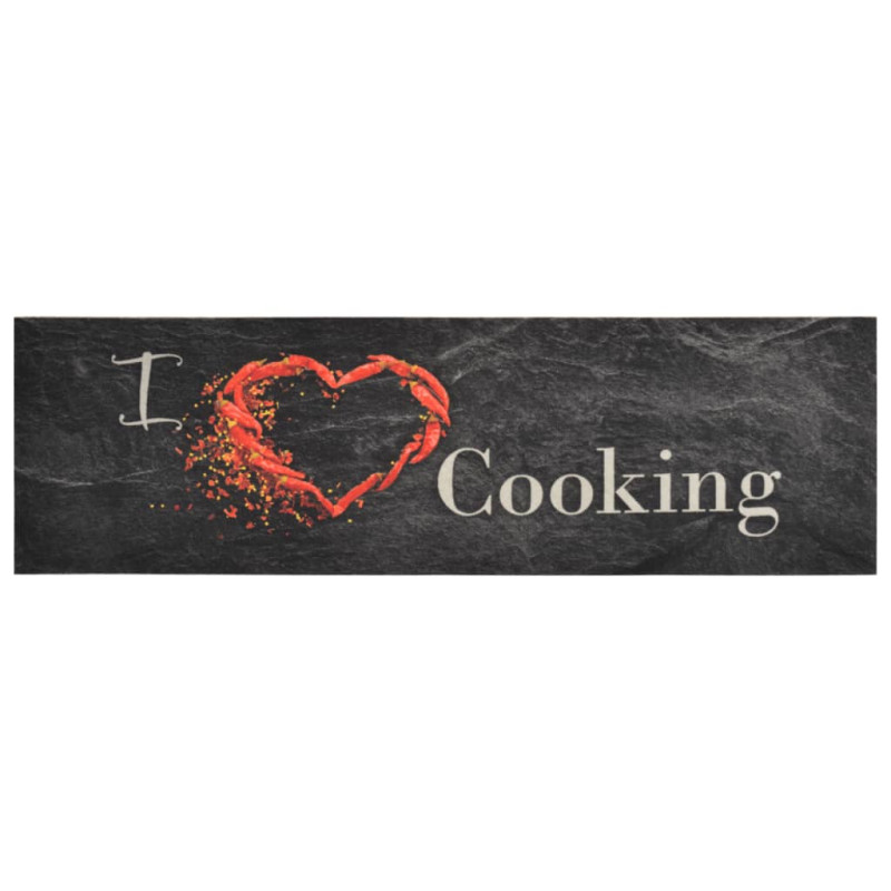 Produktbild för Köksmatta maskintvättbar cooking svart 45x150 cm sammet