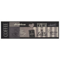 Produktbild för Köksmatta maskintvättbar kaffe svart 45x150 cm sammet