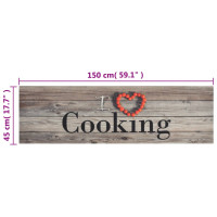 Produktbild för Köksmatta maskintvättbar cooking grå 45x150 cm sammet