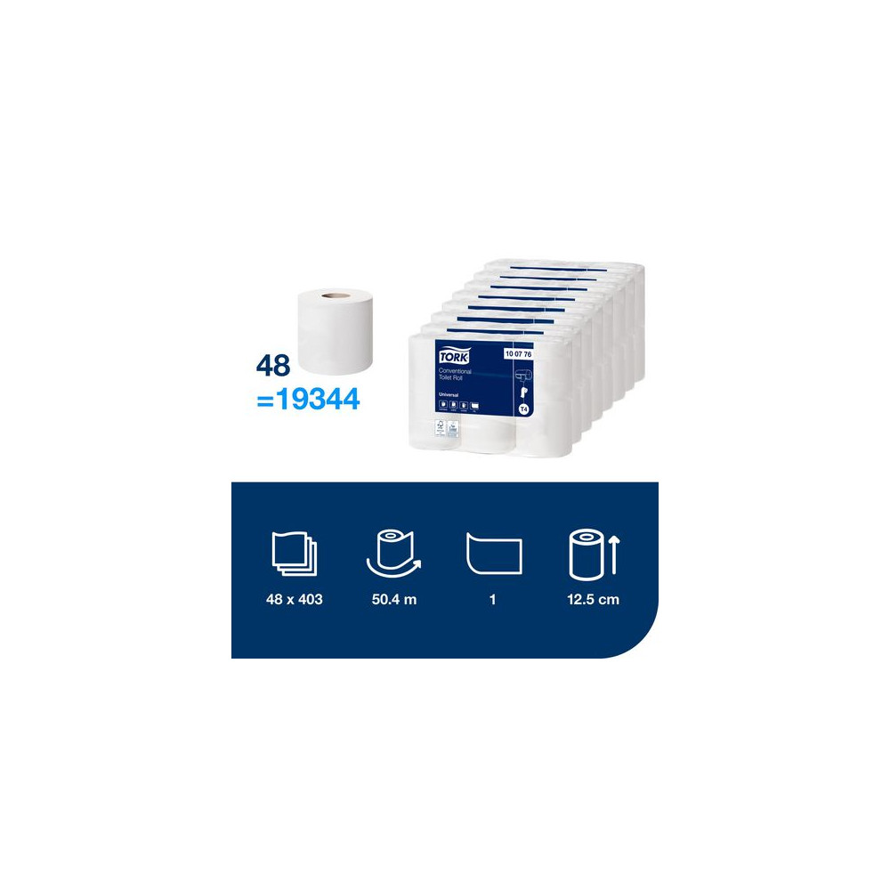 Produktbild för Toalettpapper TORK Uni T4 1-lag 6/fp