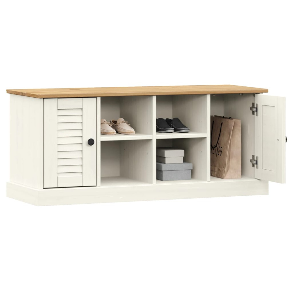Produktbild för Skobänk VIGO vit 106x35x45 cm massiv furu