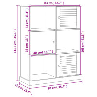 Produktbild för Bokhylla VIGO grå 90x35x114,5 cm massiv furu