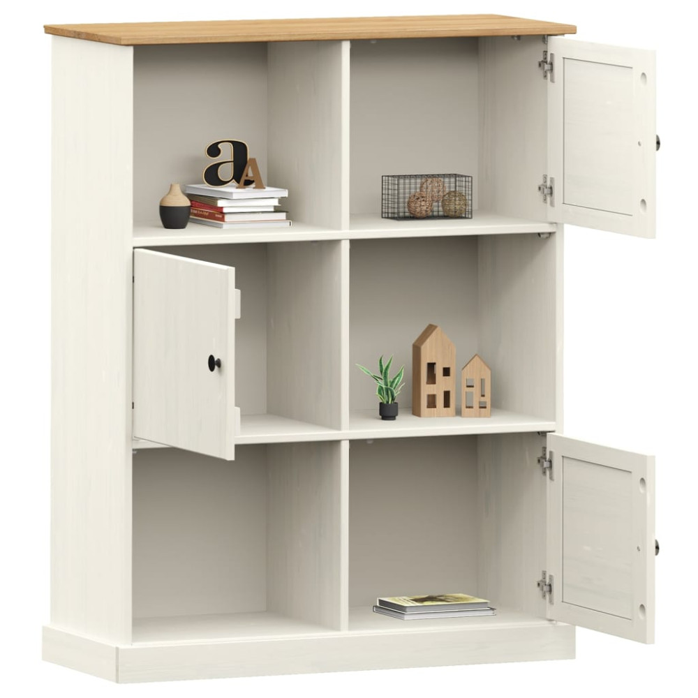 Produktbild för Bokhylla VIGO vit 90x35x114,5 cm massiv furu