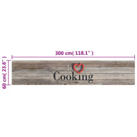 Produktbild för Köksmatta maskintvättbar cooking grå 60x300 cm sammet
