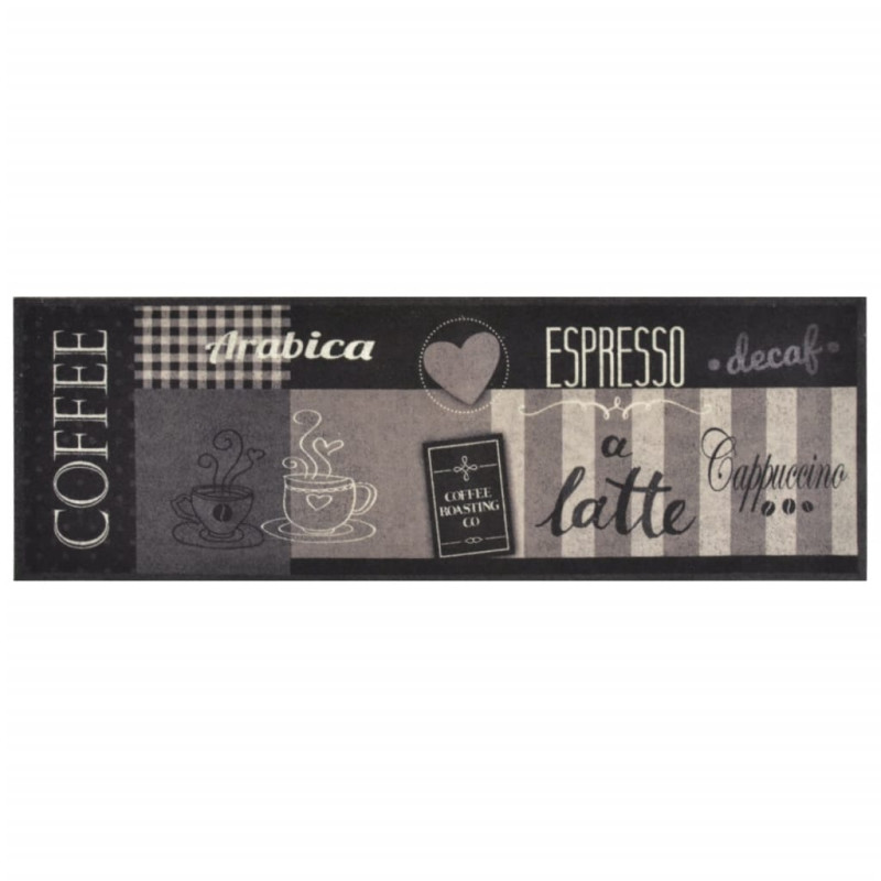Produktbild för Köksmatta maskintvättbar kaffe svart 60x180 cm sammet