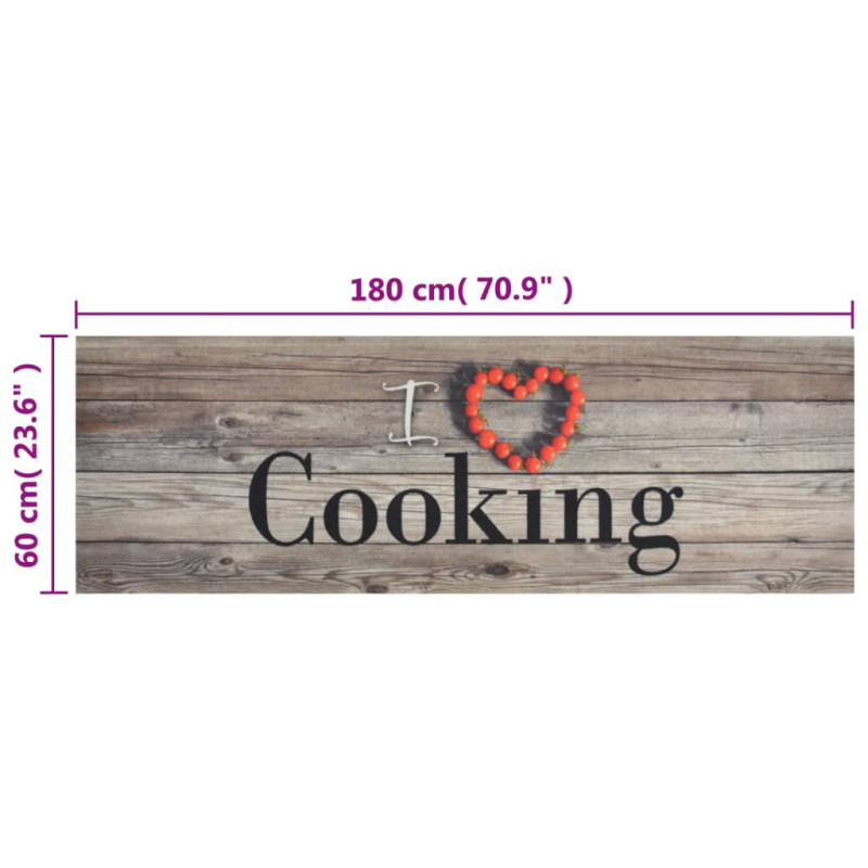 Produktbild för Köksmatta maskintvättbar cooking grå 60x180 cm sammet