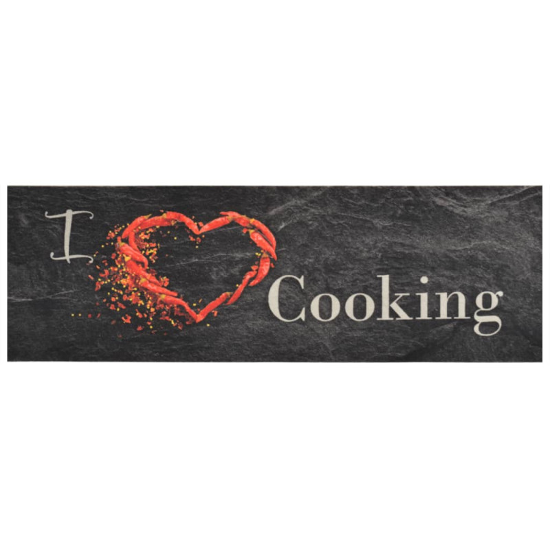 Produktbild för Köksmatta maskintvättbar cooking svart 60x180 cm sammet