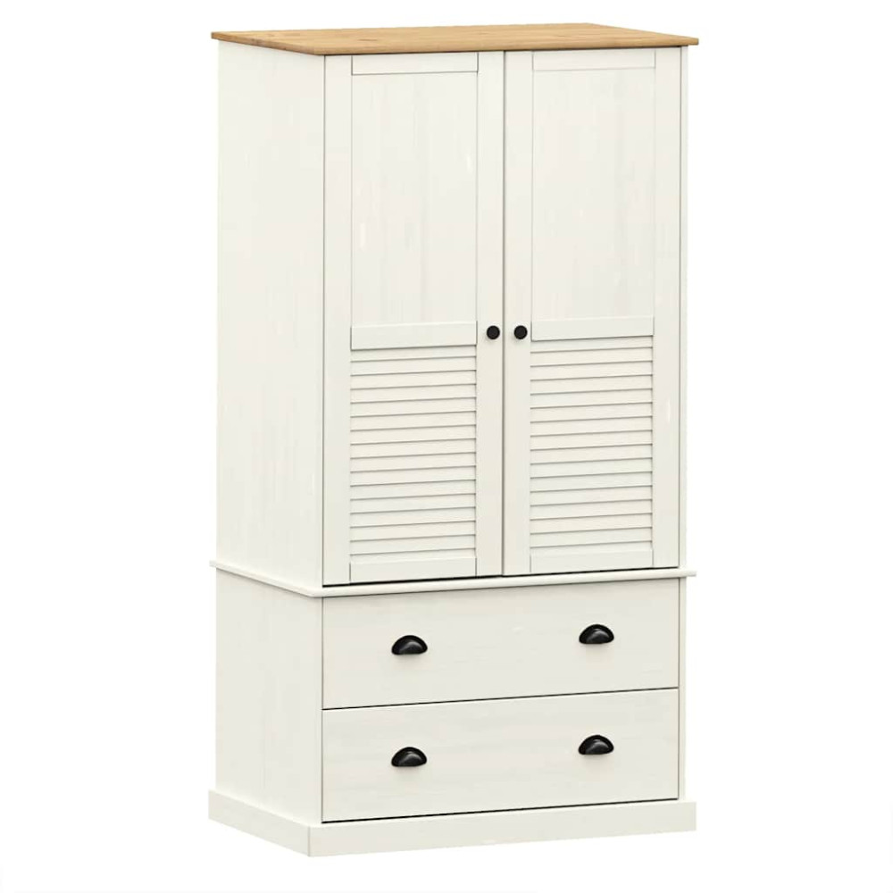 Produktbild för Klädskåp VIGO vit 90x55x170 cm massiv furu