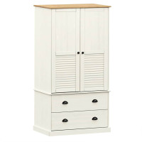 Produktbild för Klädskåp VIGO vit 90x55x170 cm massiv furu