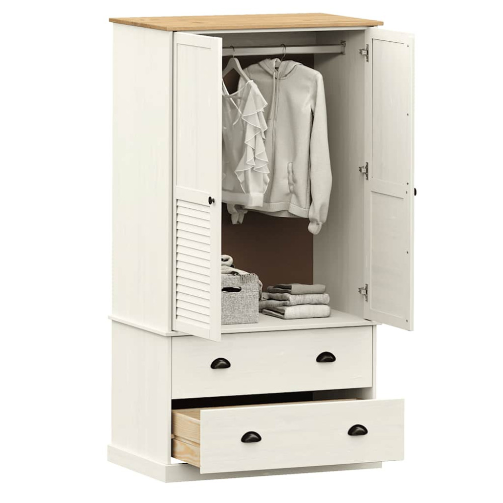 Produktbild för Klädskåp VIGO vit 90x55x170 cm massiv furu