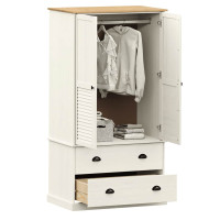Produktbild för Klädskåp VIGO vit 90x55x170 cm massiv furu