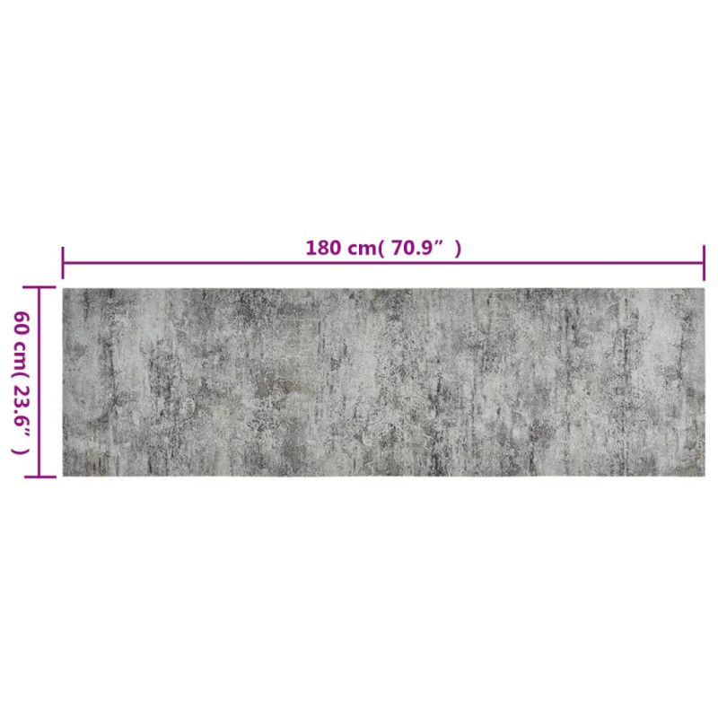Produktbild för Köksmatta maskintvättbar betong 60x180 cm sammet