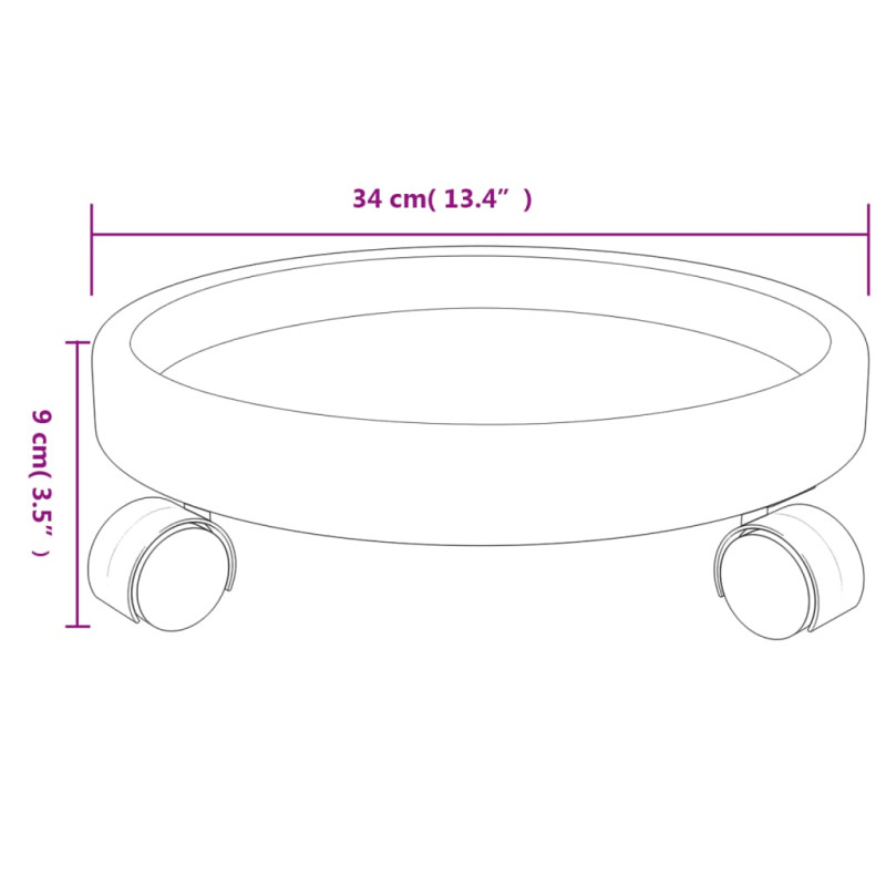 Produktbild för Blomvagnar med hjul 2 st grå diameter 34 cm 35 kg