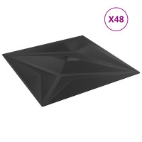 Produktbild för Väggpaneler 48 st svart 50x50 cm XPS 12 m² stjärna