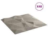 Produktbild för Väggpaneler 48 st betonggrå 50x50 cm XPS 12 m² diamant