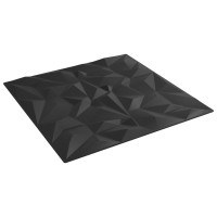 Produktbild för Väggpaneler 12 st svart 50x50 cm XPS 3 m² ametist